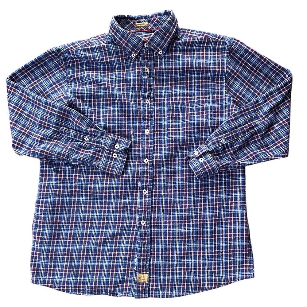 Onward Reserve Blue Plaid Long Sleeve Flannel Shirt Large